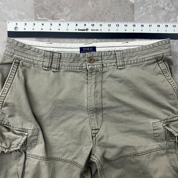 Polo Ralph Lauren Cargo Shorts Mens 40 Classic Chino Tan Distressed Preppy - Picture 11 of 13